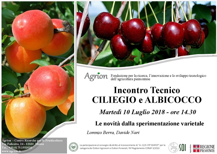 10/07/2018 – Incontro Tecnico Ciliegio e Albicocco (Manta CN, ore 14.30)