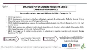 14/02/2024 - STRATEGIE PER UN VIGNETO RESILIENTE VERSO I CAMBIAMENTI CLIMATICI @ VIGNAIOLI PIEMONTESI