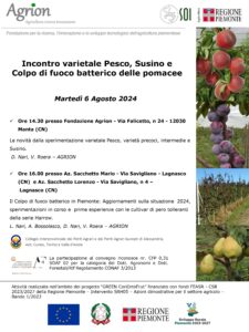 06/08/2024 - Incontro varietale Pesco, Susino e Colpo di fuoco batterico @ Fondazione Agrion